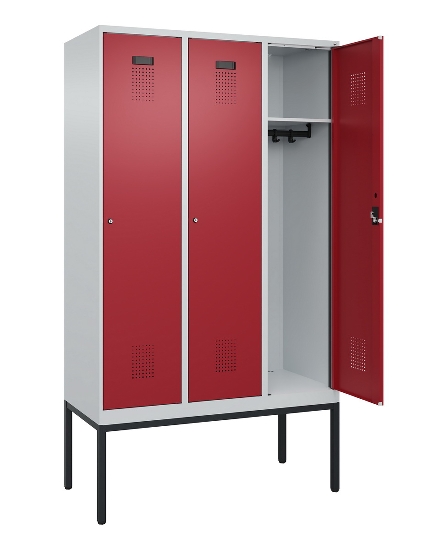 C+P Spind Evolo PLUS 0490307-32 mit Gestell 3 Abt.je 400mm Drehriegel (HxBxT) 2120x1200x815mm 7035/2004