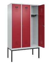 C+P Spind Evolo PLUS 0490307-32 mit Gestell 3 Abt.je 400mm Drehriegel (HxBxT) 2120x1200x815mm 7035/2004