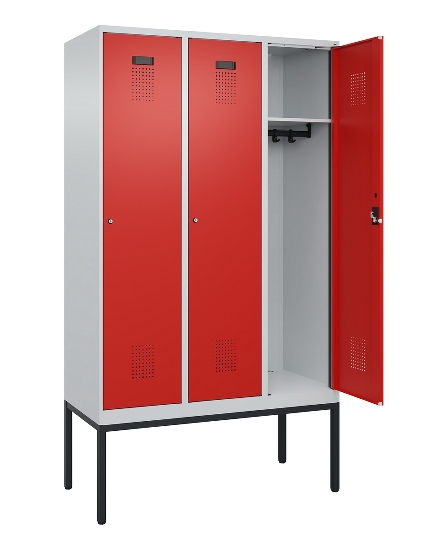 C+P Spind Evolo PLUS 0490307-32 mit Gestell 3 Abt.je 400mm Drehriegel (HxBxT) 2120x1200x815mm 7035/2004