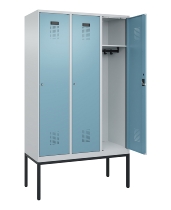 C+P Spind Evolo PLUS 0490307-32 mit Gestell 3 Abt.je 400mm Drehriegel (HxBxT) 2120x1200x815mm 7035/2004
