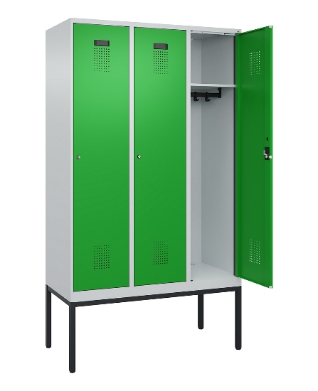 C+P Spind Evolo PLUS 0490307-32 mit Gestell 3 Abt.je 400mm Drehriegel (HxBxT) 2120x1200x815mm 7035/2004
