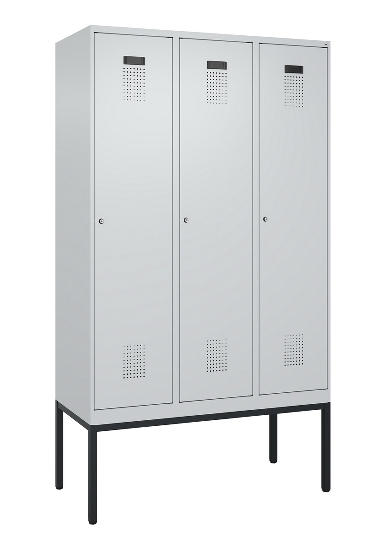 C+P Spind Evolo PLUS 0490307-32 mit Gestell 3 Abt.je 400mm Drehriegel (HxBxT) 2120x1200x815mm 7035/2004