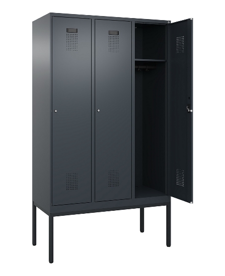 C+P Spind Evolo PLUS 0490307-32 mit Gestell 3 Abt.je 400mm Drehriegel (HxBxT) 2120x1200x815mm 7035/2004