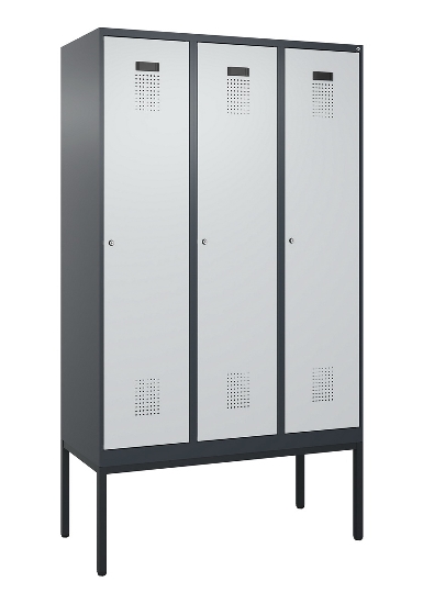 C+P Spind Evolo PLUS 0490307-32 mit Gestell 3 Abt.je 400mm Drehriegel (HxBxT) 2120x1200x815mm 7035/2004