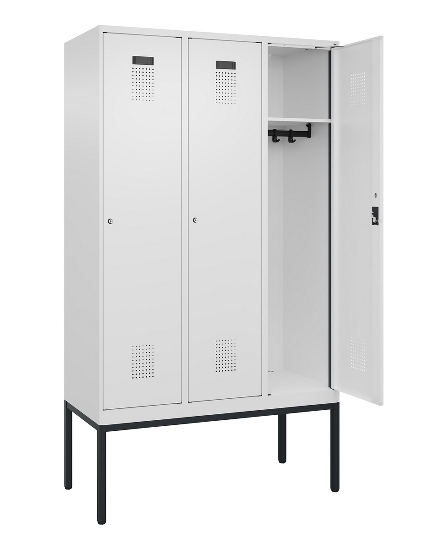 C+P Spind Evolo PLUS 0490307-32 mit Gestell 3 Abt.je 400mm Drehriegel (HxBxT) 2120x1200x815mm 7035/2004