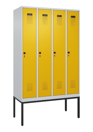 C+P Spind Evolo PLUS 0490307-32 mit Gestell 3 Abt.je 400mm Drehriegel (HxBxT) 2120x1200x815mm 7035/2004