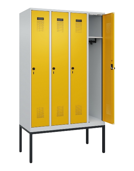 C+P Spind Evolo PLUS 0490307-32 mit Gestell 3 Abt.je 400mm Drehriegel (HxBxT) 2120x1200x815mm 7035/2004