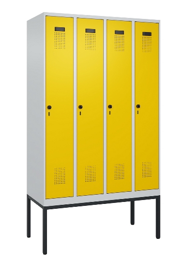 C+P Spind Evolo PLUS 0490307-32 mit Gestell 3 Abt.je 400mm Drehriegel (HxBxT) 2120x1200x815mm 7035/2004