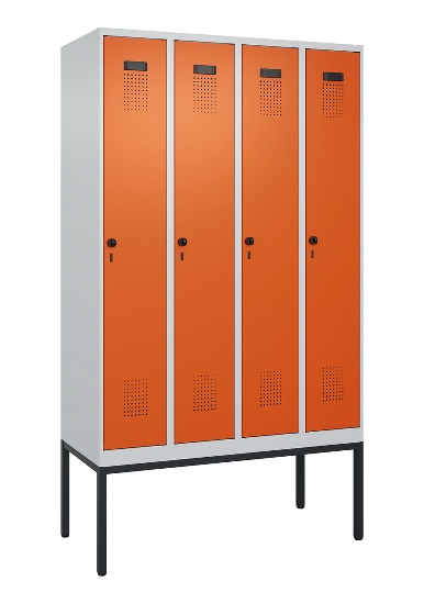 C+P Spind Evolo PLUS 0490307-32 mit Gestell 3 Abt.je 400mm Drehriegel (HxBxT) 2120x1200x815mm 7035/2004