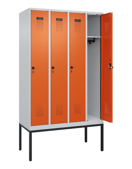 C+P Spind Evolo PLUS 0490307-32 mit Gestell 3 Abt.je 400mm Drehriegel (HxBxT) 2120x1200x815mm 7035/2004