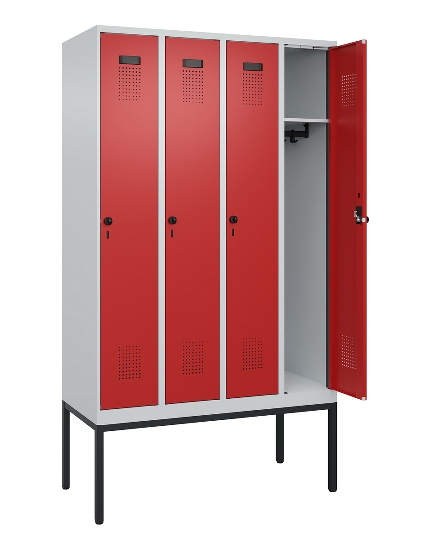 C+P Spind Evolo PLUS 0490307-32 mit Gestell 3 Abt.je 400mm Drehriegel (HxBxT) 2120x1200x815mm 7035/2004