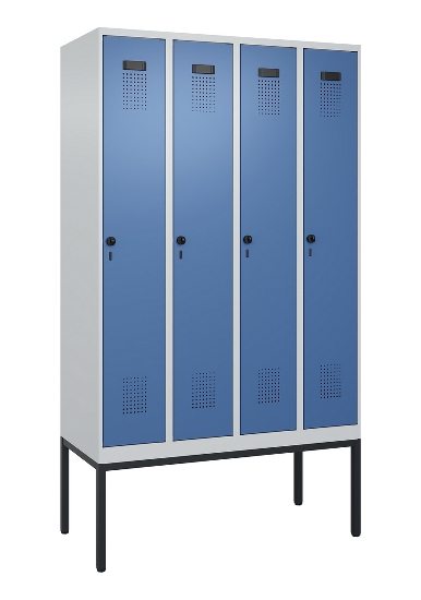 C+P Spind Evolo PLUS 0490307-32 mit Gestell 3 Abt.je 400mm Drehriegel (HxBxT) 2120x1200x815mm 7035/2004