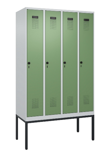 C+P Spind Evolo PLUS 0490307-32 mit Gestell 3 Abt.je 400mm Drehriegel (HxBxT) 2120x1200x815mm 7035/2004