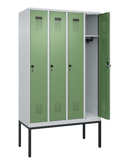 C+P Spind Evolo PLUS 0490307-32 mit Gestell 3 Abt.je 400mm Drehriegel (HxBxT) 2120x1200x815mm 7035/2004