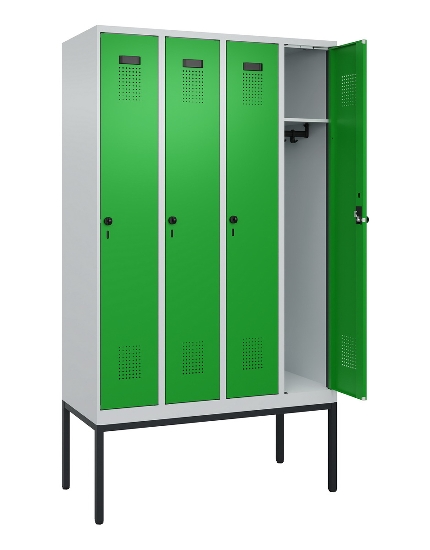 C+P Spind Evolo PLUS 0490307-32 mit Gestell 3 Abt.je 400mm Drehriegel (HxBxT) 2120x1200x815mm 7035/2004