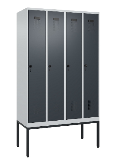 C+P Spind Evolo PLUS 0490307-32 mit Gestell 3 Abt.je 400mm Drehriegel (HxBxT) 2120x1200x815mm 7035/2004