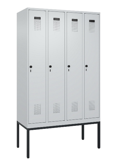 C+P Spind Evolo PLUS 0490307-32 mit Gestell 3 Abt.je 400mm Drehriegel (HxBxT) 2120x1200x815mm 7035/2004