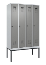 C+P Spind Evolo PLUS 0490307-32 mit Gestell 3 Abt.je 400mm Drehriegel (HxBxT) 2120x1200x815mm 7035/2004