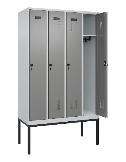 C+P Spind Evolo PLUS 0490307-32 mit Gestell 3 Abt.je 400mm Drehriegel (HxBxT) 2120x1200x815mm 7035/2004