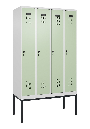 C+P Spind Evolo PLUS 0490307-32 mit Gestell 3 Abt.je 400mm Drehriegel (HxBxT) 2120x1200x815mm 7035/2004