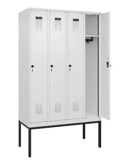 C+P Spind Evolo PLUS 0490307-32 mit Gestell 3 Abt.je 400mm Drehriegel (HxBxT) 2120x1200x815mm 7035/2004