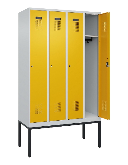 C+P Spind Evolo PLUS 0490307-32 mit Gestell 3 Abt.je 400mm Drehriegel (HxBxT) 2120x1200x815mm 7035/2004