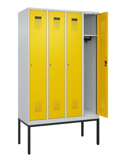 C+P Spind Evolo PLUS 0490307-32 mit Gestell 3 Abt.je 400mm Drehriegel (HxBxT) 2120x1200x815mm 7035/2004