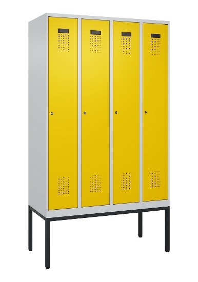 C+P Spind Evolo PLUS 0490307-32 mit Gestell 3 Abt.je 400mm Drehriegel (HxBxT) 2120x1200x815mm 7035/2004