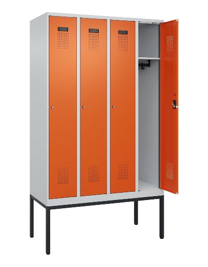 C+P Spind Evolo PLUS 0490307-32 mit Gestell 3 Abt.je 400mm Drehriegel (HxBxT) 2120x1200x815mm 7035/2004
