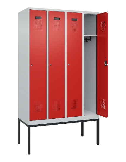 C+P Spind Evolo PLUS 0490307-32 mit Gestell 3 Abt.je 400mm Drehriegel (HxBxT) 2120x1200x815mm 7035/2004