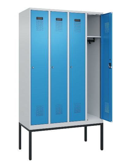 C+P Spind Evolo PLUS 0490307-32 mit Gestell 3 Abt.je 400mm Drehriegel (HxBxT) 2120x1200x815mm 7035/2004