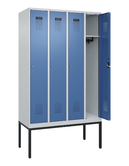 C+P Spind Evolo PLUS 0490307-32 mit Gestell 3 Abt.je 400mm Drehriegel (HxBxT) 2120x1200x815mm 7035/2004