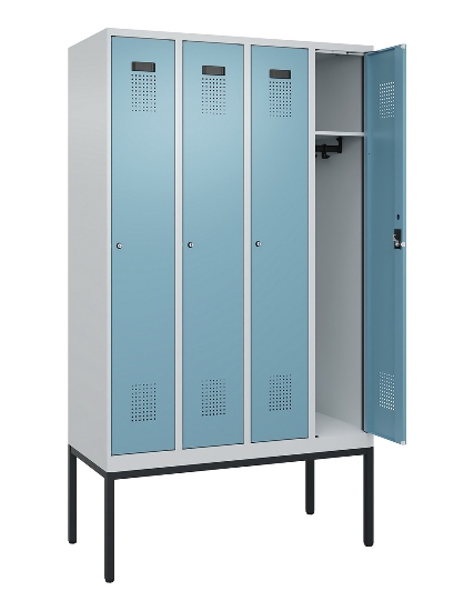 C+P Spind Evolo PLUS 0490307-32 mit Gestell 3 Abt.je 400mm Drehriegel (HxBxT) 2120x1200x815mm 7035/2004