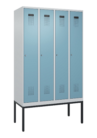 C+P Spind Evolo PLUS 0490307-32 mit Gestell 3 Abt.je 400mm Drehriegel (HxBxT) 2120x1200x815mm 7035/2004