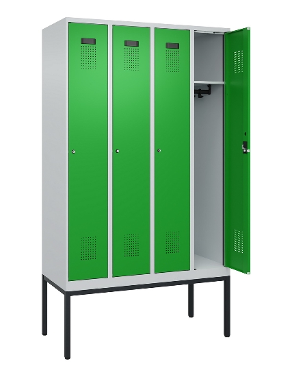 C+P Spind Evolo PLUS 0490307-32 mit Gestell 3 Abt.je 400mm Drehriegel (HxBxT) 2120x1200x815mm 7035/2004