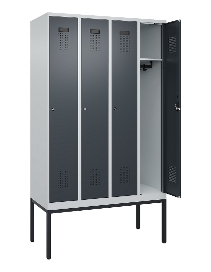 C+P Spind Evolo PLUS 0490307-32 mit Gestell 3 Abt.je 400mm Drehriegel (HxBxT) 2120x1200x815mm 7035/2004