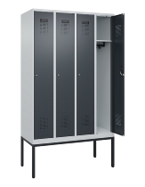 C+P Spind Evolo PLUS 0490307-32 mit Gestell 3 Abt.je 400mm Drehriegel (HxBxT) 2120x1200x815mm 7035/2004