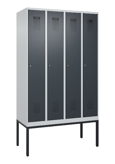 C+P Spind Evolo PLUS 0490307-32 mit Gestell 3 Abt.je 400mm Drehriegel (HxBxT) 2120x1200x815mm 7035/2004