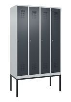 C+P Spind Evolo PLUS 0490307-32 mit Gestell 3 Abt.je 400mm Drehriegel (HxBxT) 2120x1200x815mm 7035/2004