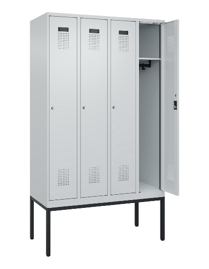 C+P Spind Evolo PLUS 0490307-32 mit Gestell 3 Abt.je 400mm Drehriegel (HxBxT) 2120x1200x815mm 7035/2004
