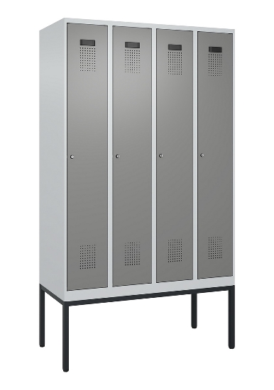 C+P Spind Evolo PLUS 0490307-32 mit Gestell 3 Abt.je 400mm Drehriegel (HxBxT) 2120x1200x815mm 7035/2004