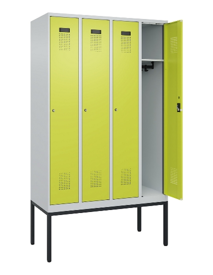 C+P Spind Evolo PLUS 0490307-32 mit Gestell 3 Abt.je 400mm Drehriegel (HxBxT) 2120x1200x815mm 7035/2004