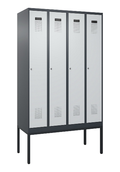 C+P Spind Evolo PLUS 0490307-32 mit Gestell 3 Abt.je 400mm Drehriegel (HxBxT) 2120x1200x815mm 7035/2004
