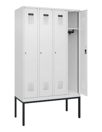 C+P Spind Evolo PLUS 0490307-32 mit Gestell 3 Abt.je 400mm Drehriegel (HxBxT) 2120x1200x815mm 7035/2004
