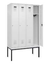 C+P Spind Evolo PLUS 0490307-32 mit Gestell 3 Abt.je 400mm Drehriegel (HxBxT) 2120x1200x815mm 7035/2004