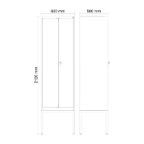 C+P Schwarz-Weiß-Spind Evolo PLUS 0490327-40 mit Gestell 4 Abt.je 300mm Drehriegel (HxBxT) 2120x1200x815mm 7035/0010