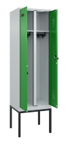 C+P Schwarz-Weiß-Spind Evolo PLUS 0490327-40 mit Gestell 4 Abt.je 300mm Drehriegel (HxBxT) 2120x1200x815mm 7035/0010