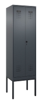C+P Schwarz-Weiß-Spind Evolo PLUS 0490327-40 mit Gestell 4 Abt.je 300mm Drehriegel (HxBxT) 2120x1200x815mm 7035/0010