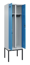 C+P Schwarz-Weiß-Spind Evolo PLUS 0490327-20 mit Gestell 2 Abt.je 300mm Zylinder (HxBxT) 2120x600x815mm 7035/5012