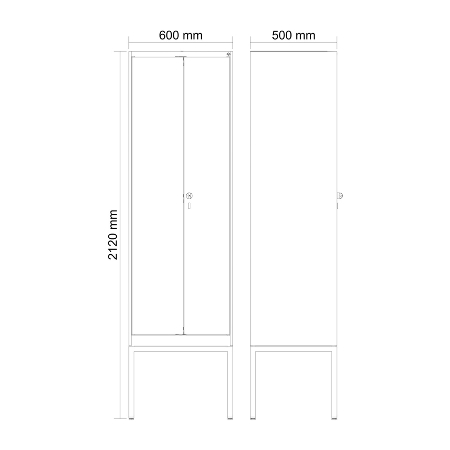 C+P PSA Doppel-Spind Evolo PLUS 0490327-20 Gestell 2 Abt.je 300mm Drehriegel (HxBxT) 2120x600x815mm 7035/5012